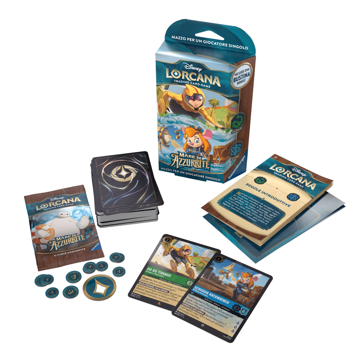 Ravensburger Disney Lorcana TCG: Mare di Azzurrite Starter Deck Smeraldo & Zaffiro