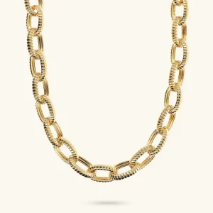 Collana Girocollo Maglie Ovali Texture Rigata